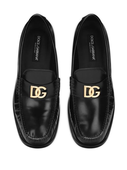 black calf leather logo plaque slip-on Dolce & Gabbana | A30248AQ23780999